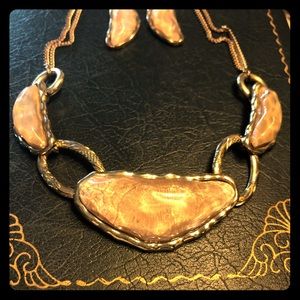 Rose Quartz Necklace with Bracelet